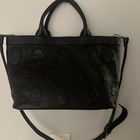 NWT IOpelle ITALIA Antonio Cristiano Skull Leather Tote Goth bag black - Picture 6 of 8